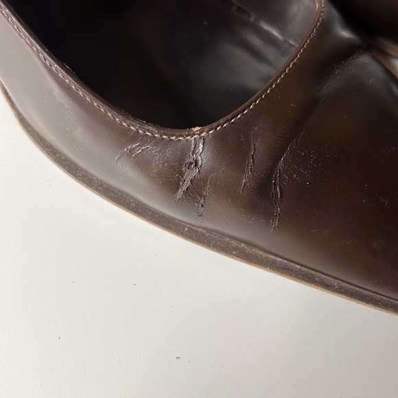 Coach All Leather Brown Made in Italy Pumps Square Toe Size 6.5B - Picture 9 of 13